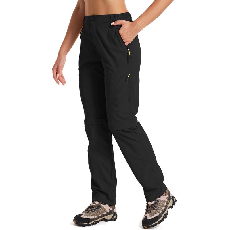 Toomett Women hiking pants convertible Quick Dry Stretch Lightweight Outdoor UPF 50 Fishing Safari pants waterproof Capri, 4409,Black,US 2 - Image 1